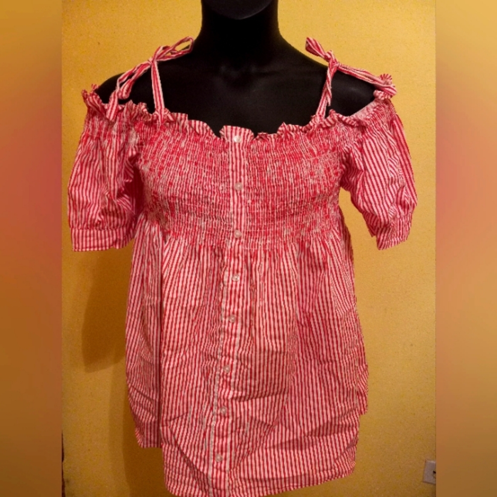 Rogue Collections Plus Size Red and White Striped Top